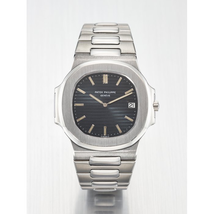 PATEK PHILIPPE. A VERY RARE AND EARLY STAINLESS STEEL AUTOMATIC WRISTWATCH WITH DATE AND BRACELET SIGNED PATEK PHILIPPE, GENEVE, NAUTILUS MODEL, REF. 3700/1A, MOVEMENT NO. 1'303'634, CASE NO. 532'929, CIRCA 1977