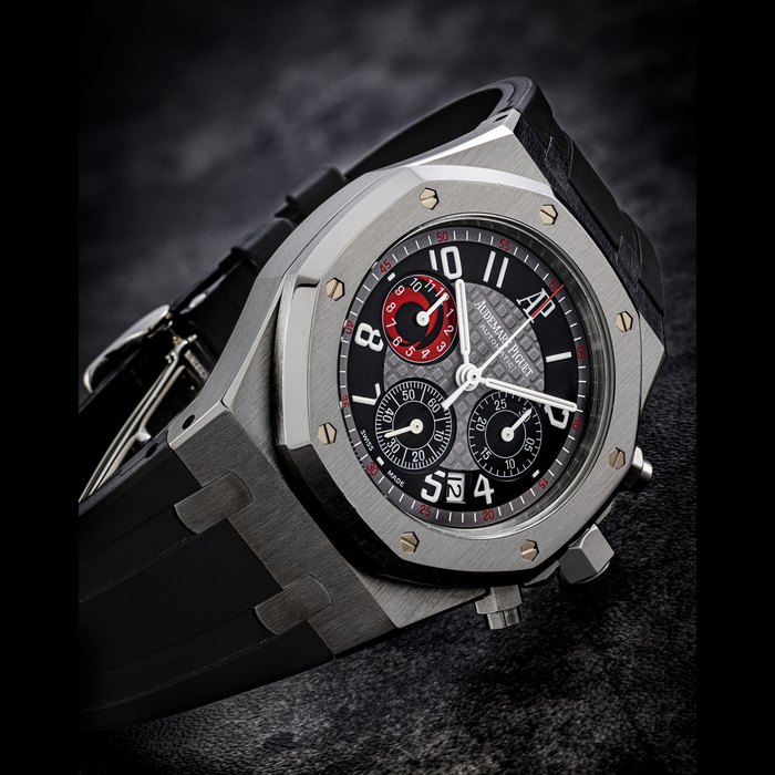 AUDEMARS PIGUET. A STAINLESS STEEL LIMITED EDITION AUTOMATIC CHRONOGRAPH WRISTWATCH WITH DATE ROYAL OAK “CITY OF SAILS”, REF. 25979ST, CIRCA 2002