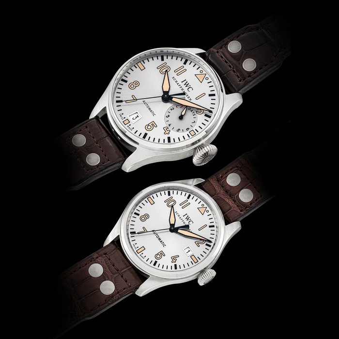 IWC, A SET OF TWO PILOT'S WRISTWATCHES: BIG PILOT'S "FATHER" EDITION (REF. 500413) AND PILOT'S MARK XVI "SON" EDITION (REF. 325512) CASE NO. 3'421'360 AND 3'351'467