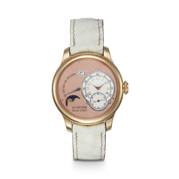 F.P. JOURNE, OCTA LUNE, A FINE GOLD AUTOMATIC WRISTWATCH WITH SALMON DIAL AND MOON PHASE DISPLAY CASE NUMBER: 031-LN