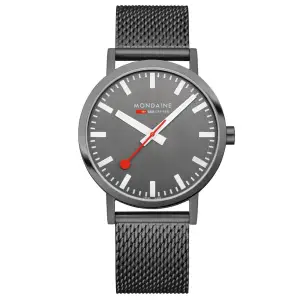 Mondaine Classic, Brushed Steel, 40 mm, Anthracite Stainless Steel Watch