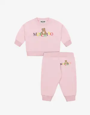 Moschino Completo tuta in felpa di cotone stampato