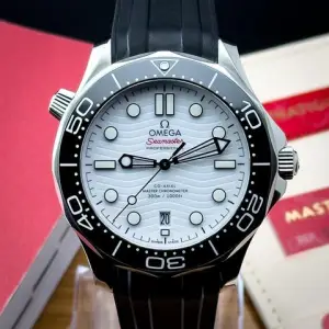Omega Omega Seamaster Diver 300 MSMP 42mm Black Ceramic Bezel White Dial Box and Papers