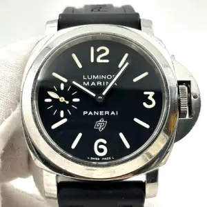 Panerai Panerai Luminor MarinaLogo Acciaio 44mm Black Dial Rubber Strap PAM00005 Box & Papers 2006