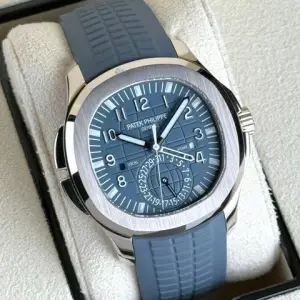 Patek Philippe Patek Philippe AquanautTravel Time Full Set Travel Time 5164G White Gold 18K Blue Dial