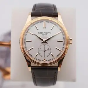 Patek Philippe Patek Philippe Calatrava39mm Rose Gold White Dial Brown Crocodile Strap