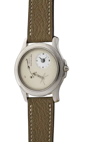 Qingan Watch Side-placed Dial with Miniature Painting and Mantis Sculpture