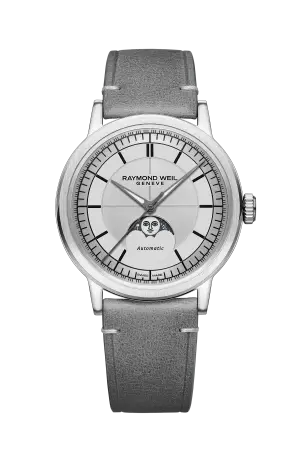 Raymond Weil Millesime Automatic Moon Phase Silver Dial Watch, 39 mm