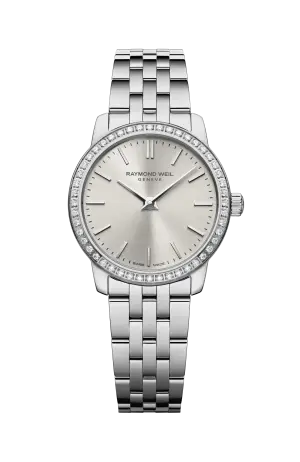 Raymond Weil Toccata Ladies Classic Diamond Stainless Steel Old Silver Dial Quartz Watch, 24 mm