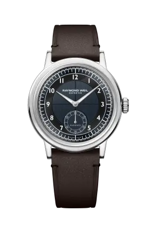 Raymond Weil Millesime Men's Automatic Small Seconds Tuxedo Midnight Blue and Black Dial Watch, 39 mm