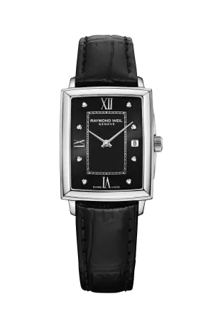 Raymond Weil Toccata Ladies Black Dial Diamond Quartz Watch, 22 x 28 mm