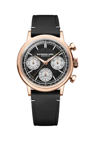 Raymond Weil Millesime Automatic Tri-Compax Chronograph Black Sector Dial Watch, 39 mm