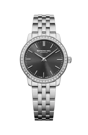 Raymond Weil Toccata Ladies Classic Diamond Stainless Steel Black Dial Quartz Watch, 24 mm