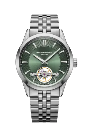 Raymond Weil Freelancer Calibre RW1212 Men's Automatic Green Steel Watch, 42 mm