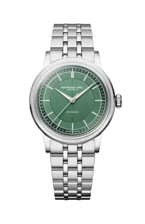 Raymond Weil Millesime Automatic Central Seconds Sage Green Dial Watch, 35 mm
