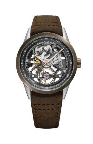 Raymond Weil Freelancer Calibre RW1212 Skeleton Men's Automatic Bronze Watch, 42 mm
