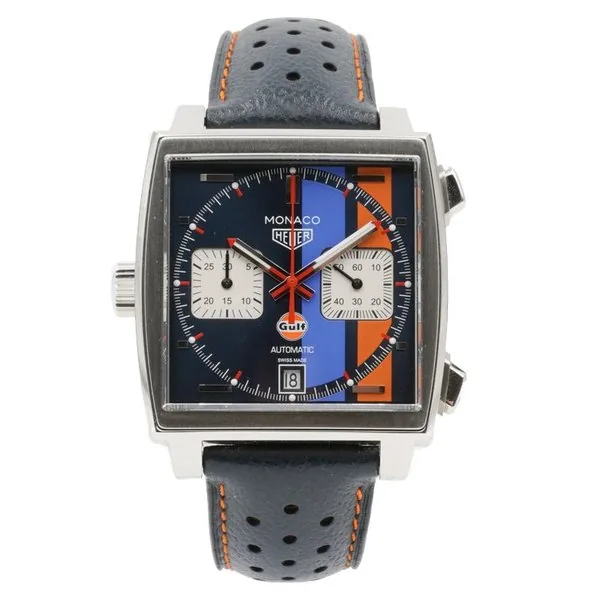 Pre-Owned Watches SOLD - TAG Heuer Monaco CAW211R.FC6401 Gulf Edition on Leather Strap 39mm Ref. 001-510-04576