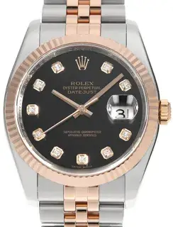 Rolex Rolex Datejust 116231 36mm Rose gold and Stainless steel Black