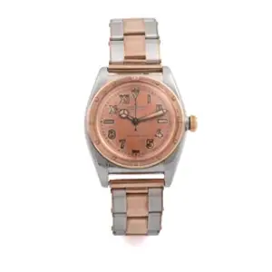 Rolex Rolex Oyster Perpetual 3372 32mm Rose gold and Stainless steel Salmon