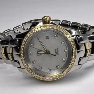TAG Heuer TAG Heuer Link LadyLadies Link Quartz Date Watch WJF1354 MOP Dial Diamond Bezel 27mm