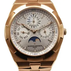 Vacheron Constantin Vacheron Constantin OverseasPerpetual Calendar Ultra-Thin in Rose Gold on Rose Gold Bracelet with Silver Dial