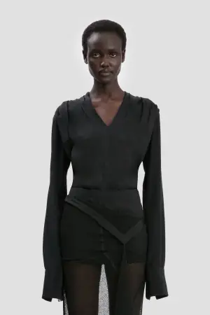 Victoria Beckham V-Neck Top In Black
