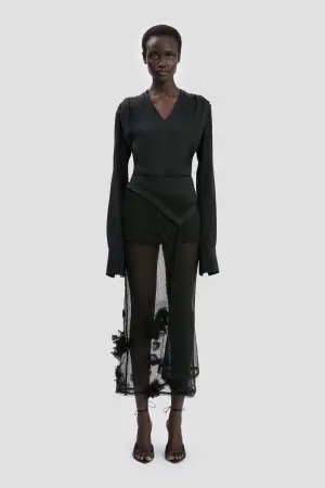 Victoria Beckham Basque Midi Skirt In Black