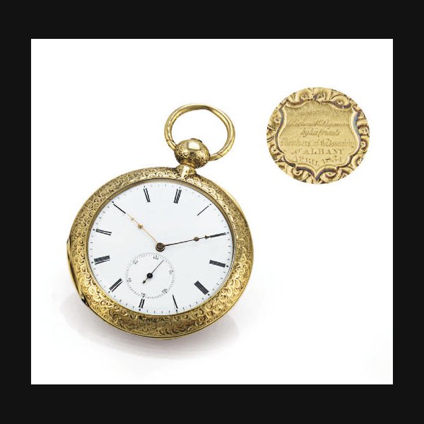 Matile MATILE. A RARE AND UNUSUAL 18K GOLD CONVERTIBLE KEYWIND DUPLEX POCKET WATCH SIGNED H. L. MATILE, LOCLE, CASE NO. 4063, CIRCA 1854, Price & Market Data