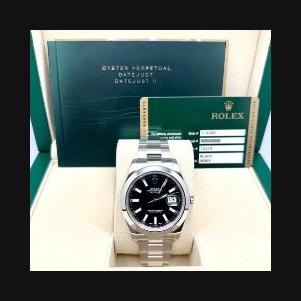 Rolex Datejust II116300 41mm Black Dial Stainless Steel Box Paper