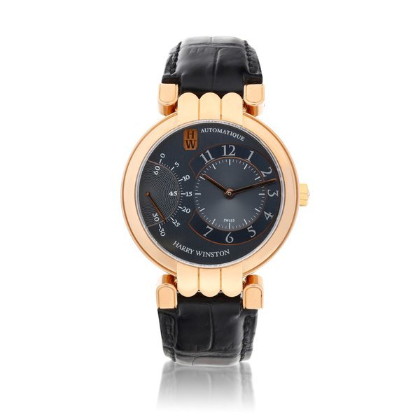 Harry Winston Premier Excenter, Reference 200-MASR37R | A pink gold wristwatch with retrograde seconds, Circa 2000 | Premier Excenter 型號200-MASR37R | 粉紅金腕錶，備逆跳秒，約2000年製 · 200-MASR37R