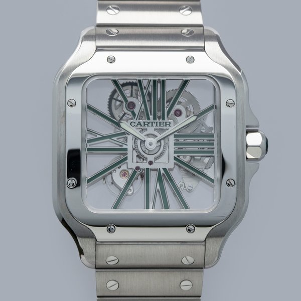 Cartier Cartier Santos de Cartier Skeleton WHSA0028 Green Lacquer Indexes