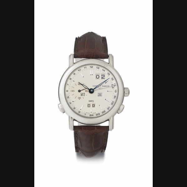 Ulysse Nardin. An 18k White Gold Automatic Perpetual Calendar Dual Time Zone Wristwatch SIGNED ULYSSE NARDIN, REF. 320-22, NO. 174, CIRCA 2006