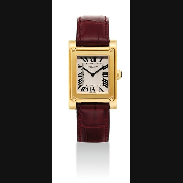 Cartier CARTIER. A FINE 18K GOLD RECTANGULAR WRISTWATCH SIGNED CARTIER, PARIS, COLLECTION PRIVÉE TANK A VIS MODEL, REF. 2484 D, CASE NO. 0269 MG, CIRCA 2003