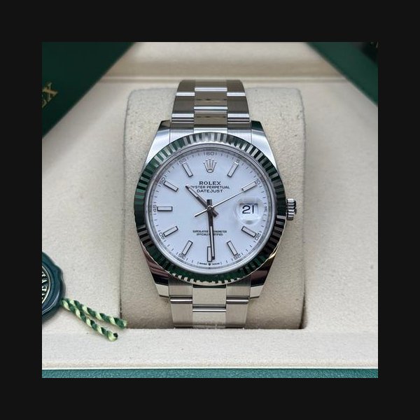 Rolex Datejust41 NEW 2026 White Index Dial Stainless Steel Fluted Bezel Oyster Bracelet Ref. 126334