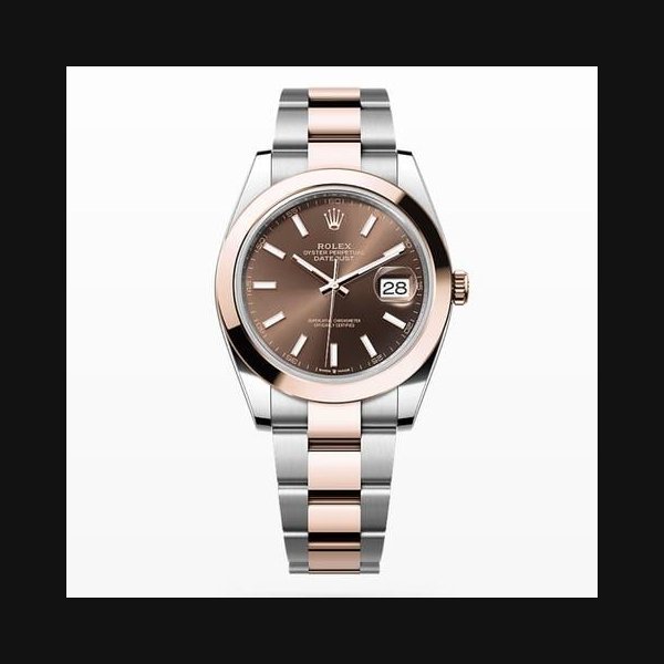 Rolex Rolex Datejust41 NEW 2024 Chocolate Brown Index Dial Two Tone Rose Gold Smooth Bezel Oyster