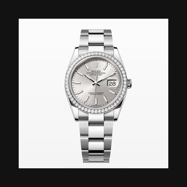 Rolex Rolex Datejust36 NEW 2024 Silver Index Dial Diamond Bezel Stainless Steel Oyster Bracelet