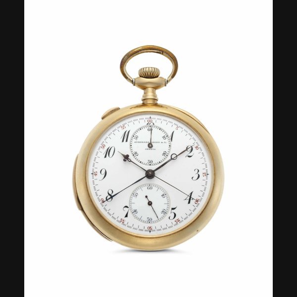Audemars Piguet Audemars Piguet. An 18k Gold Minute Repeating Openface Keyless Lever Split-Seconds Pocket Watch SIGNED AUDEMARS PIGUET, CO., GENEVA, NO. 7903, CIRCA 1907
