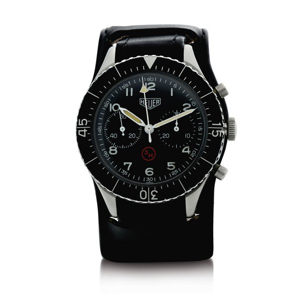 Heuer Reference 1550 SG Bundeswehr A stainless steel military issued flyback chronograph wristwatch, Circa 1970