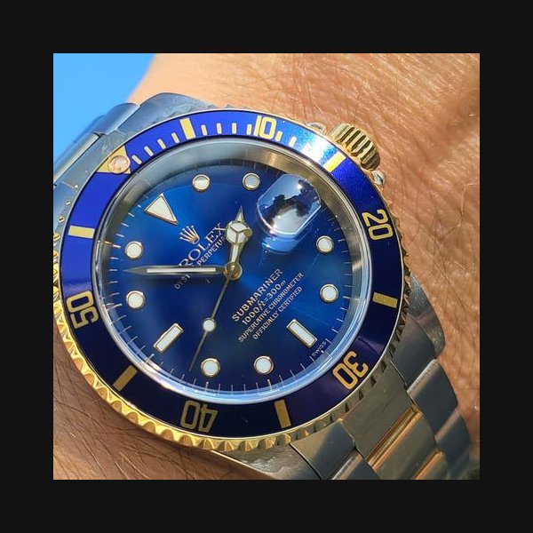 Rolex Rolex Submariner Date300M Bi-Metal 18k SS Gold Two Tone Bluesy Rare SWISS ONLY Dial 1st Hand w Green Hologram Sticker