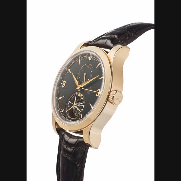Jaeger-Lecoultre Jaeger-LeCoultre. A Fine and Large Limited Edition 18k Pink Gold Automatic Dual Time Tourbillon Wristwatch with Date SIGNED JAEGER-LECOULTRE, MASTER GRAND TOURBILLON, NO. 055/575, REF. 149.2.34.S, CASE NO. 2604678, CIRCA 2008