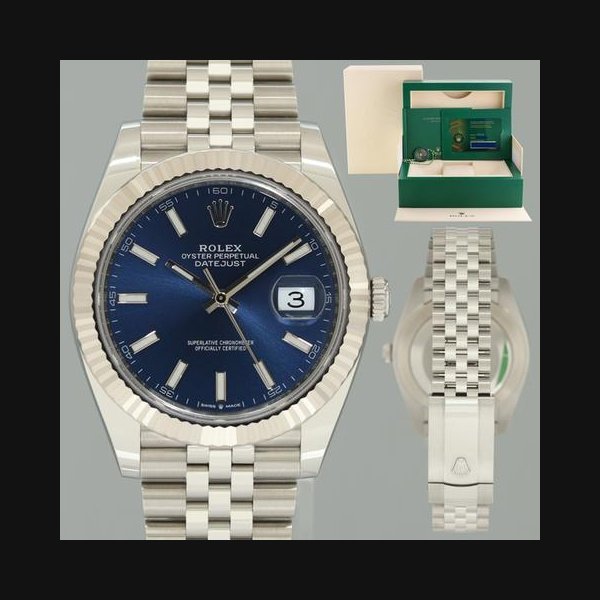 Rolex Rolex Datejust2024 NEW PAPERS Rolex 126334 DateJust 41 Blue Stick Jubilee Fluted Watch Box
