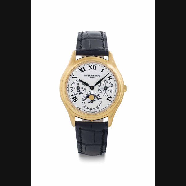 Patek Philippe. A Fine 18k Gold Automatic Perpetual Calendar Wristwatch with Moon Phases SIGNED PATEK PHILIPPE, GENÈVE, REF. 3940, MOVEMENT NO. 3'124'706, CASE NO. 4'087'058, MANUFACTURED IN 1999