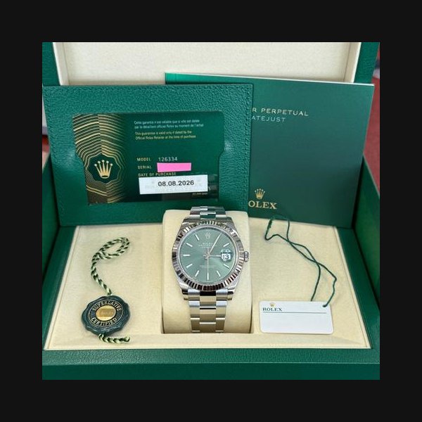 Rolex Datejust41 NEW 2026 Mint Green Dial Oyster 41mm 126334 - Complete Set