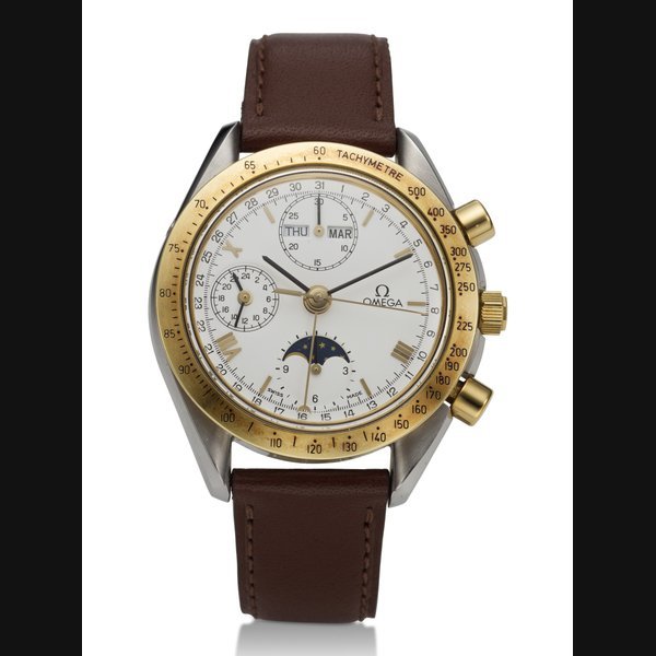 Omega OMEGA, SPEEDMASTER, TRIPLE CALENDAR, CHRONOGRAPH, 18K YELLOW GOLD, STEEL, REF. 1750034
