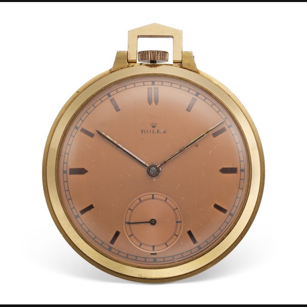 ROLEX, OPEN FACED, POCKET WATCH, 18K PINK GOLD