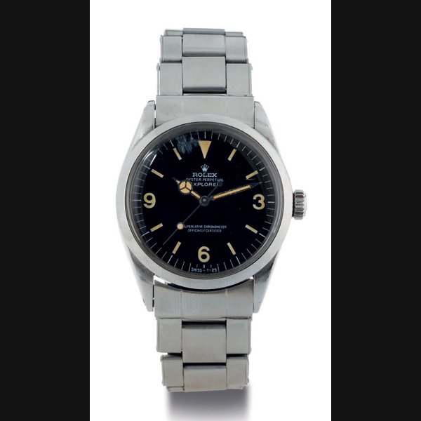 ROLEX. A STAINLESS STEEL AUTOMATIC WRISTWATCH WITH CENTER SECONDS AND BRACELET SIGNED ROLEX, OYSTER PERPETUAL, EXPLORER, CASE NO. 3696779, REF. 1016, CIRCA 1972