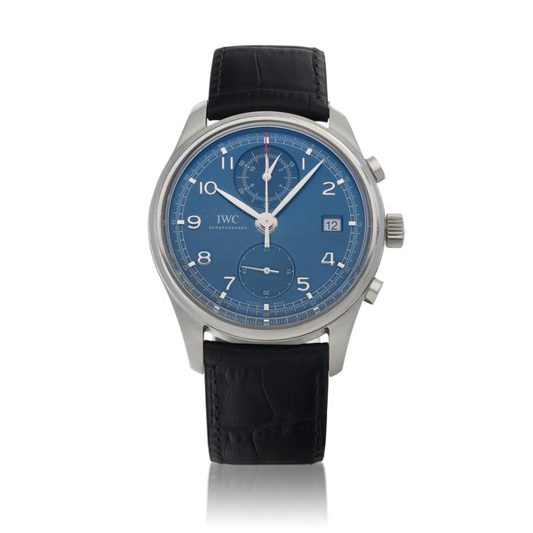 IWC 'Laureus Sport for Good Foundation' Portugieser Chronograph Classic, Ref. 390406  Limited edition stainless steel flyback chronograph wristwatch with date  Circa 2014, Price & Market Data