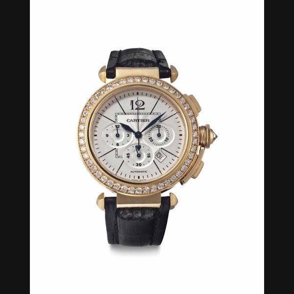 Cartier Cartier. An 18k Pink Gold and Diamond-Set Automatic Chronograph Wristwatch With Date SIGNED CARTIER, PASHA DE CARTIER MODEL, REF. 2863, NO. 98698LX, CIRCA 2000