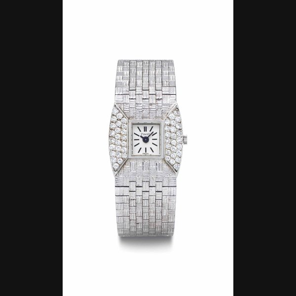 Piaget Piaget. A Lady's 18k White Gold and Diamond-Set Bracelet Watch SIGNED PIAGET, MOVEMENT NO. 637'970, CASE NOS. 9149H5 AND 83'146, MANUFACTURED IN 1962, Price & Market Data