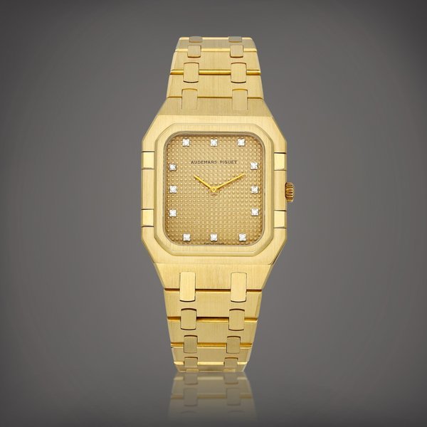 Audemars Piguet Royal Oak Rectangular | A yellow gold and diamond-set bracelet watch, Circa 1978 | 愛彼 | 皇家橡樹系列 Rectangular | 黃金鑲鑽石鏈帶腕錶，約1978年製